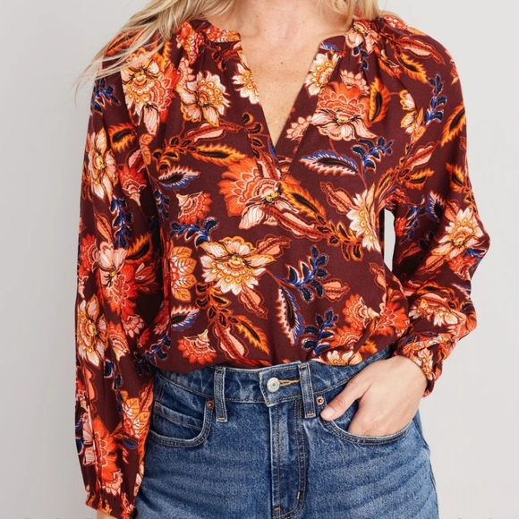 Old Navy Womens Long Sleeve Split Neck Top Size Large - Picture 1 of 5